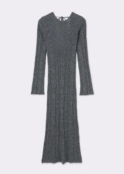 Vestido manga larga hilo metalizado