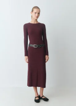 Vestido midi rib raya tejida