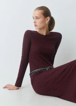 Vestido midi rib raya tejida