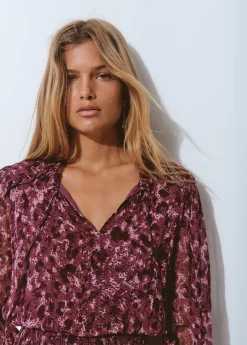 Vestido smock cintura estampado brillo