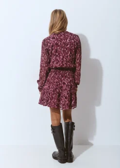 Vestido smock cintura estampado brillo