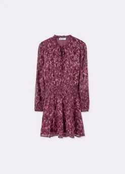 Vestido smock cintura estampado brillo